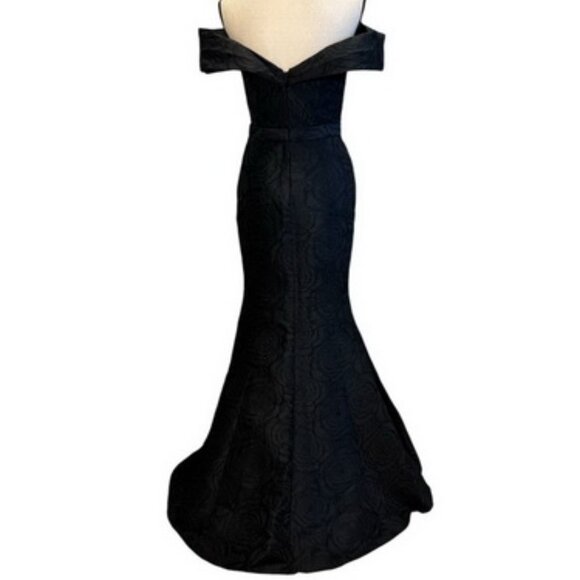 Jolene Black Floral Embroidered Off the Shoulder Gown - Picture 3 of 3